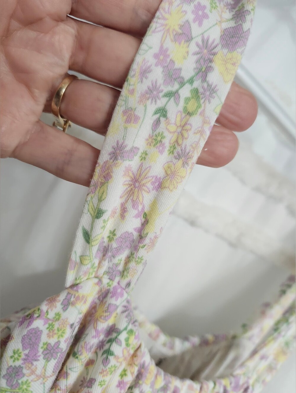 Smash + Tess Lavender and Cream Floral Ruffle Romper. - Picture 6 of 8